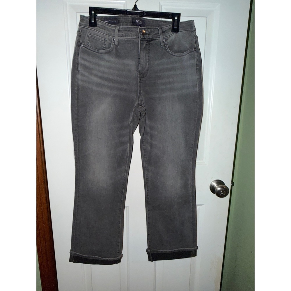 NYDJ Barbara Bootcut Jeans Grey Lift Tuck Technology Cuffed Hem Womens Size 10